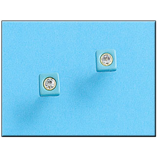 PENDIENTES EN ORO DE 18KL CERAMICA AZUL