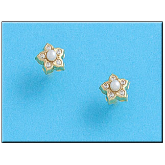 PENDIENTES EN ORO DE 18KL FLOR PERLAS