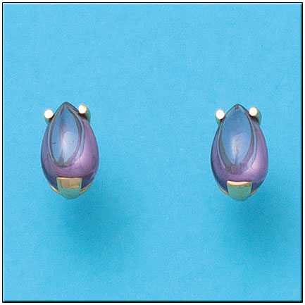 PENDIENTES EN ORO DE 18KL PIEDRA VIOLETA