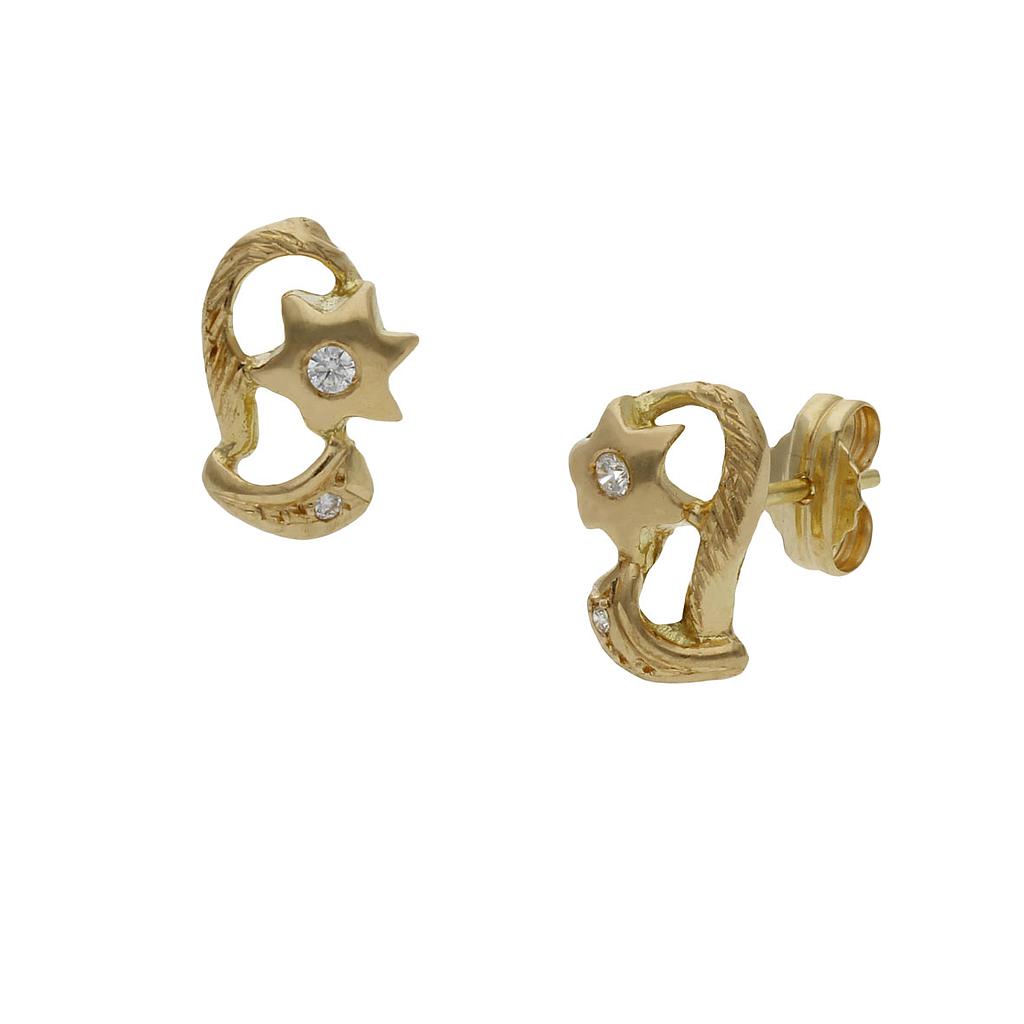 PENDIENTES ESTRELLAS ORO 18KL CIRCONITAS - 8x10MM