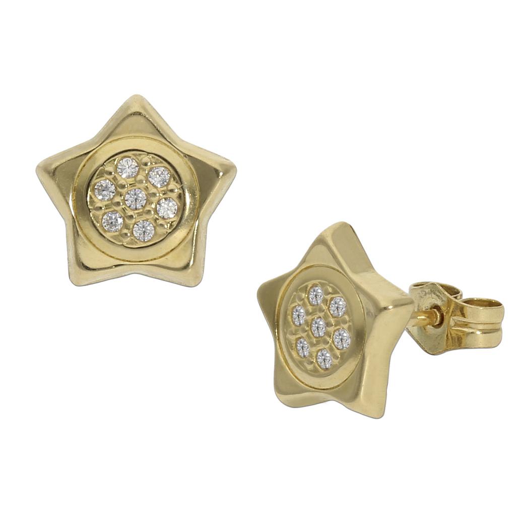 PENDIENTES ESTRELLAS ORO 18KL CIRCONITAS - 9MM