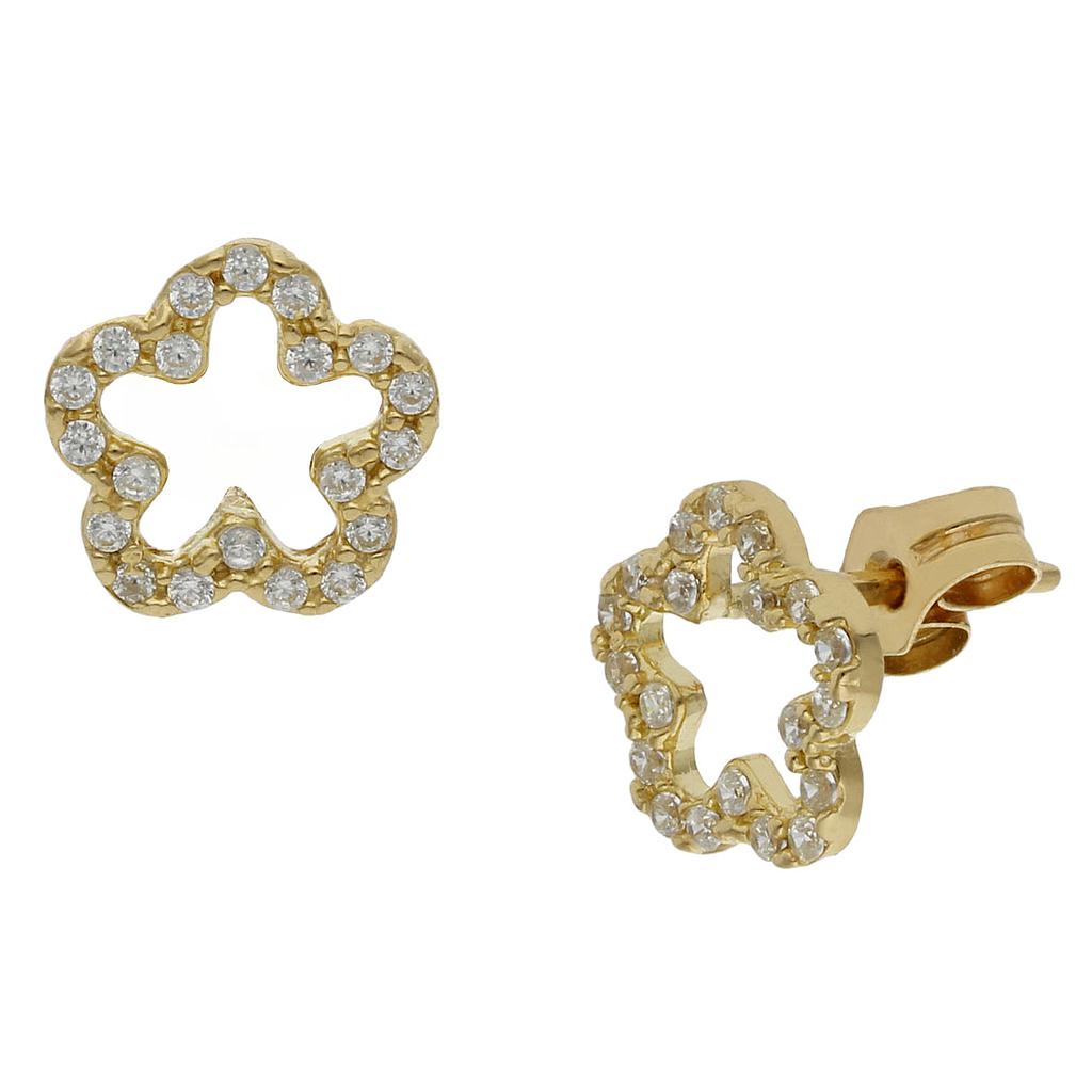 PENDIENTES FLOR ORO 18KL CIRCONITAS