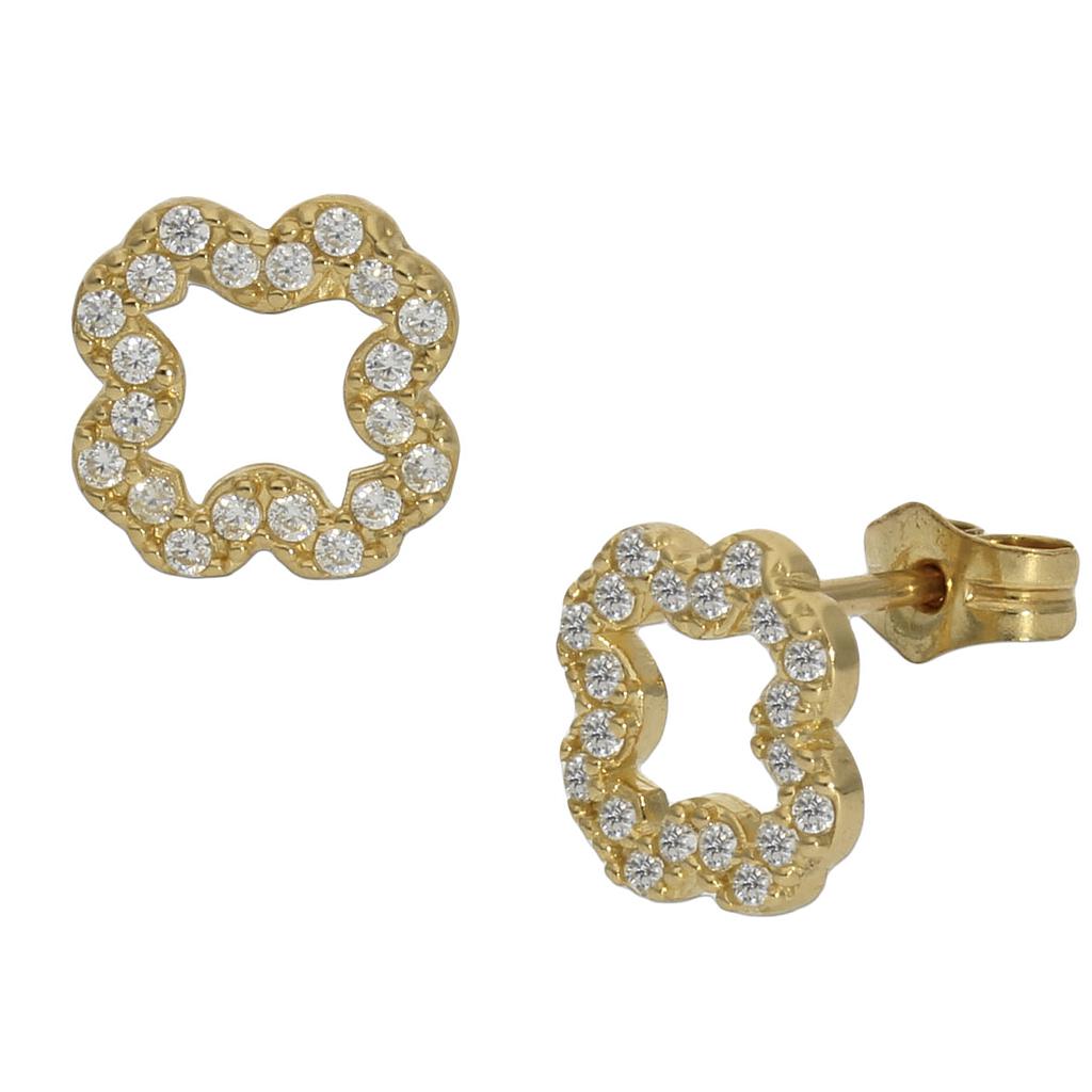 PENDIENTES FLOR ORO 18KL CIRCONITAS