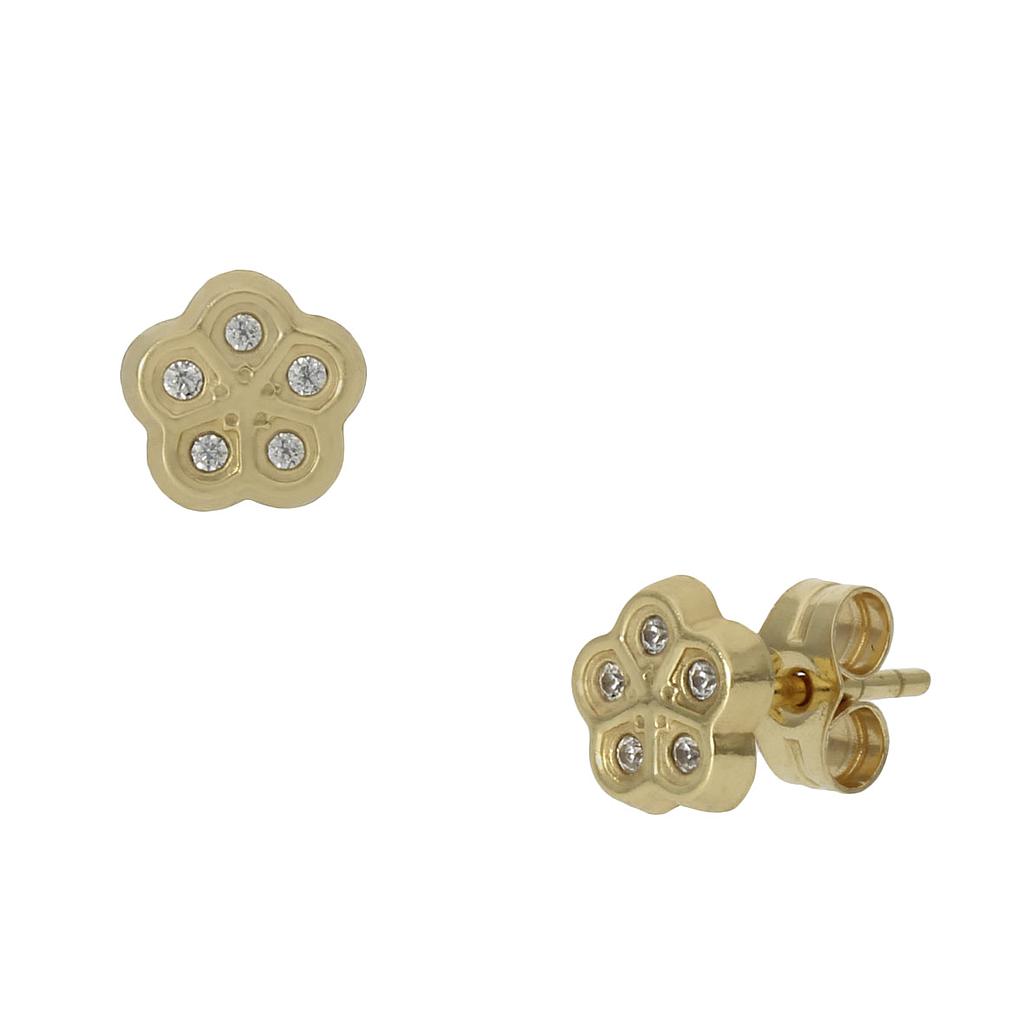 PENDIENTES FLOR ORO 18KL CIRCONITAS -6MM