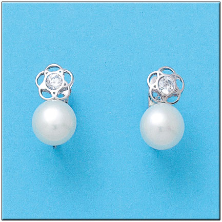 PENDIENTES FLOR ORO BLANCO 18KL