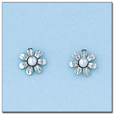 PENDIENTES FLOR ORO BLANCO DE 18KL