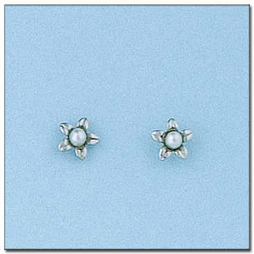 PENDIENTES FLOR ORO BLANCO DE 18KL