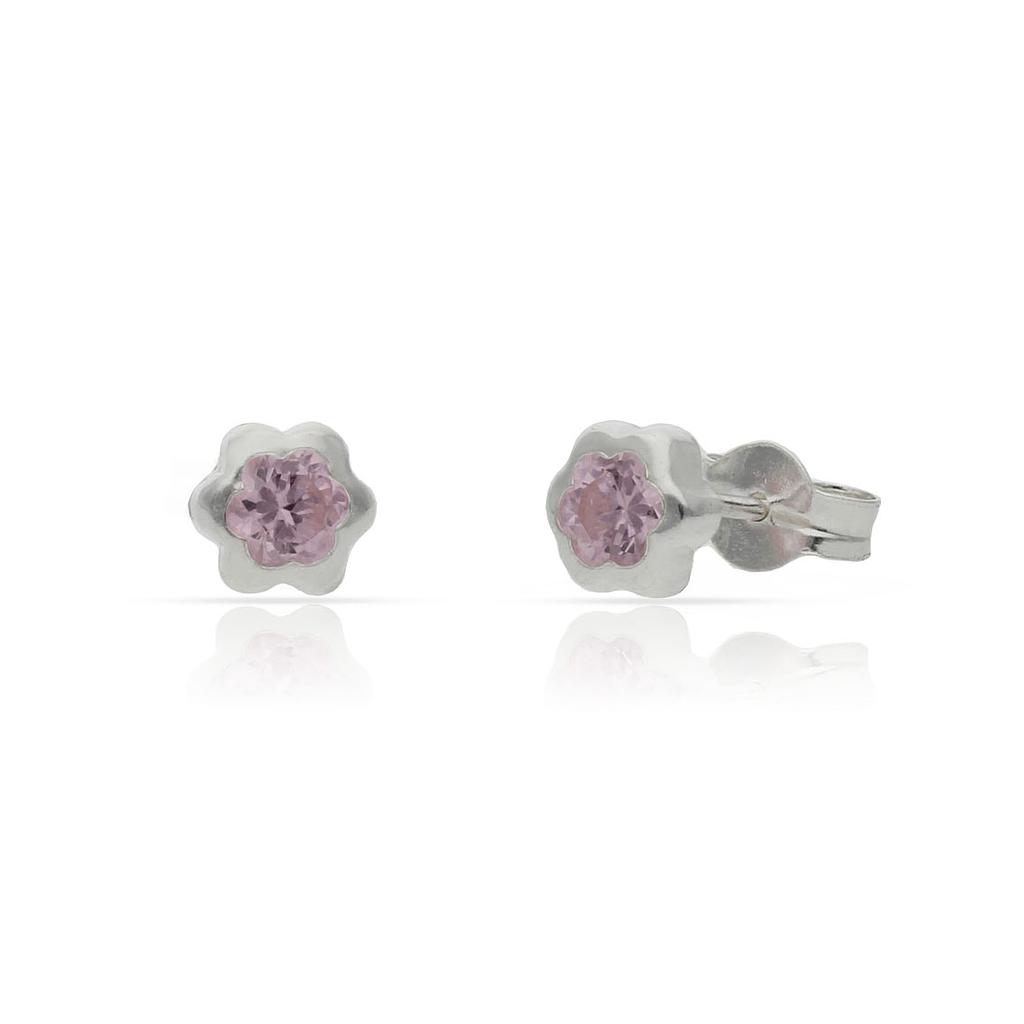 PENDIENTES FLOR PIEDRA ROSA PLATA 925MM - 4MM (copia)