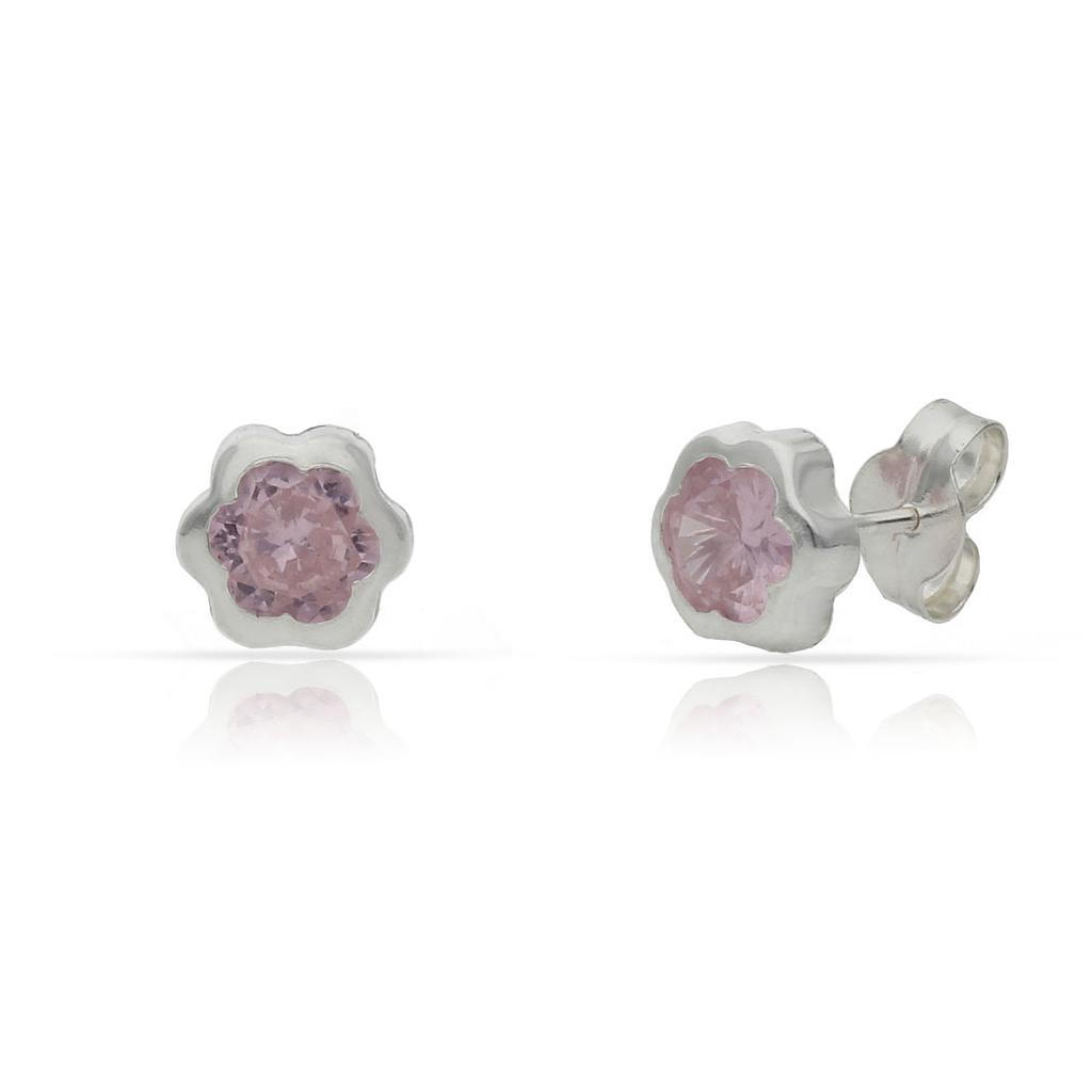 PENDIENTES FLOR PIEDRA ROSA PLATA 925MM - 5MM (copia)