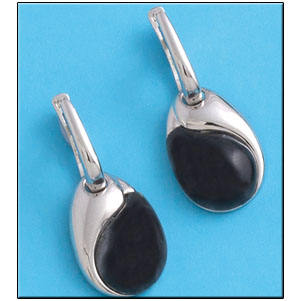 PENDIENTES OJO DE AGUILA NEGRO PLATA 925MM