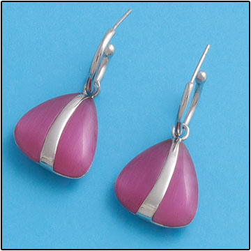 PENDIENTES OJO DE GATO FUCSIA PLATA 925MM