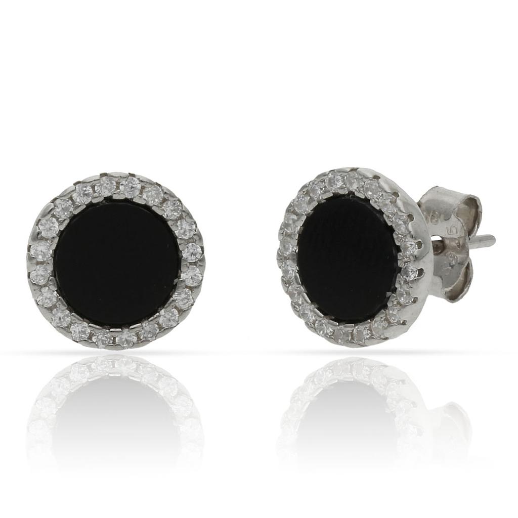 PENDIENTES ONIX CIRCONITAS PLATA 925MM - 9.50MM