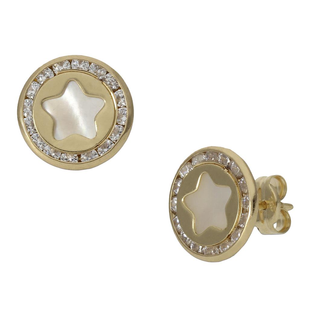 PENDIENTES ORO 18KL  ESTRELLA NACAR - 9.50MM