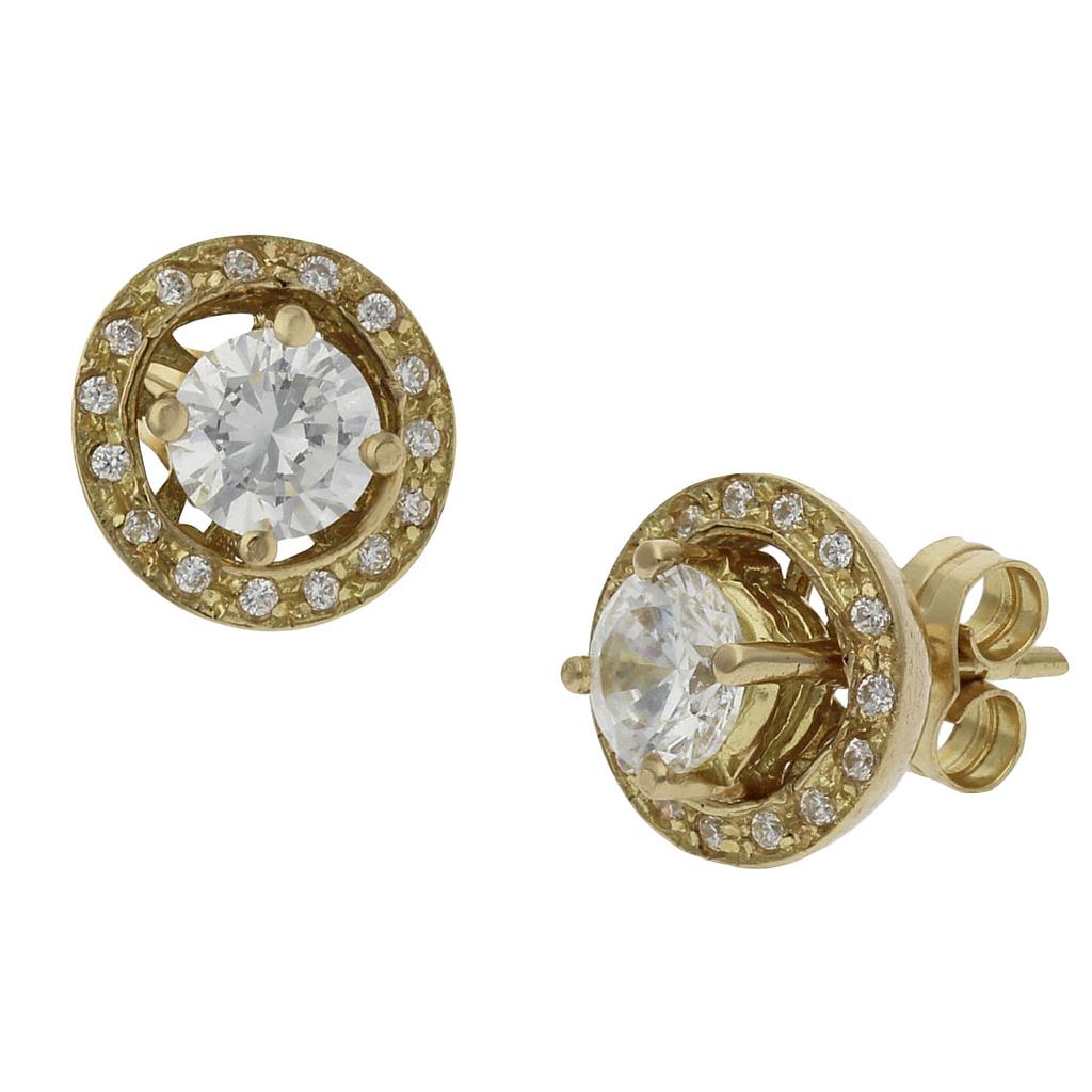 PENDIENTES ORO 18KL -2 EN 1 CIRCONITAS - 9MM