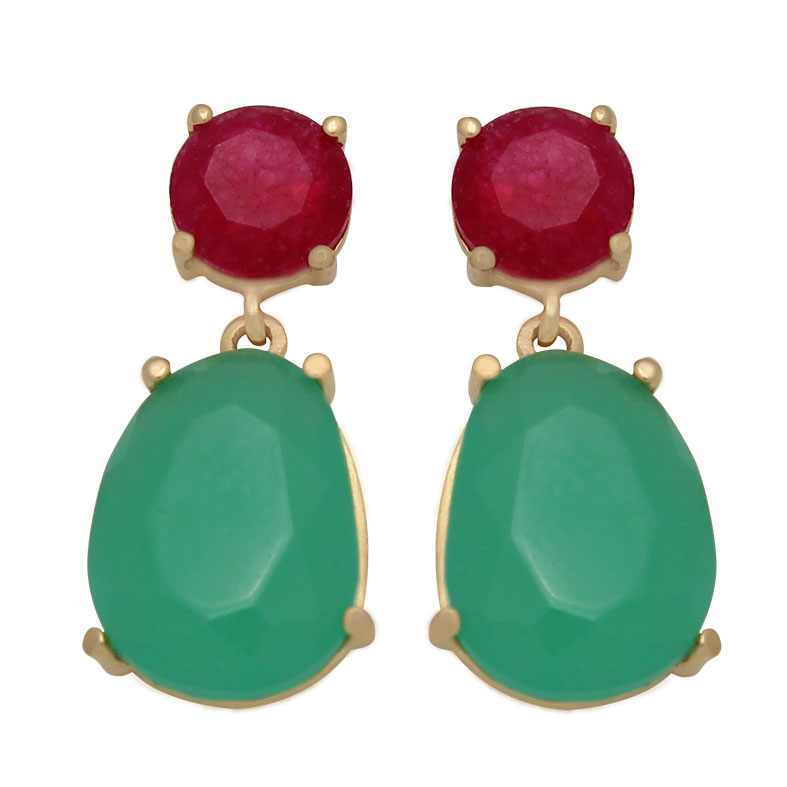 PENDIENTES ORO 18KL BURDEOS - VERDE