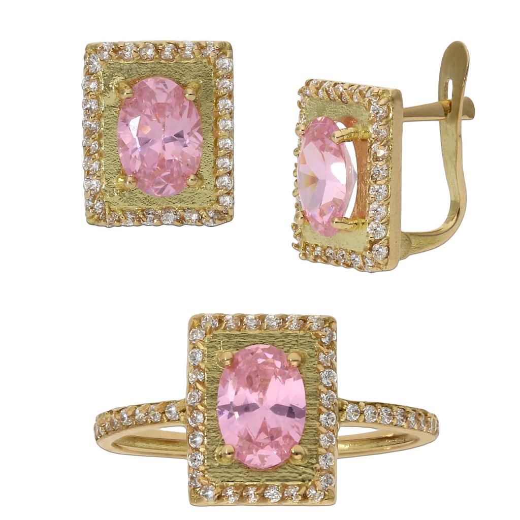 PENDIENTES ORO 18KL CIRCONITAS ROSA