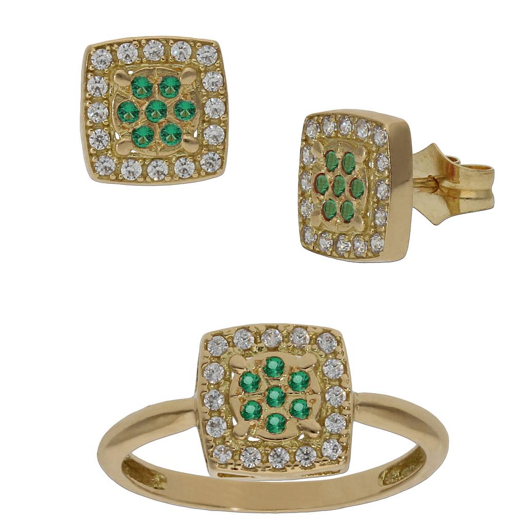 PENDIENTES ORO 18KL CIRCONITAS VERDES