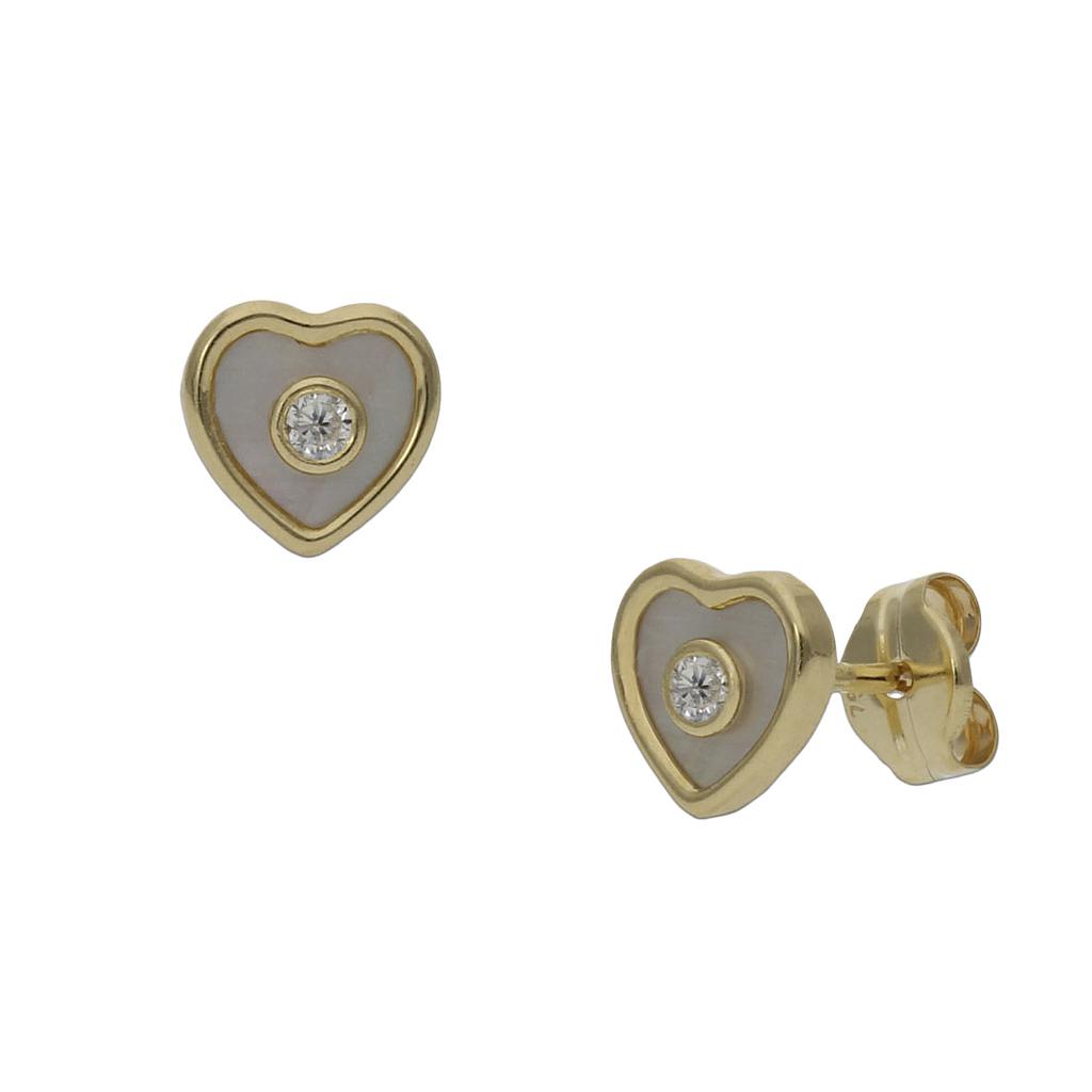 PENDIENTES ORO 18KL CORAZON + NACAR