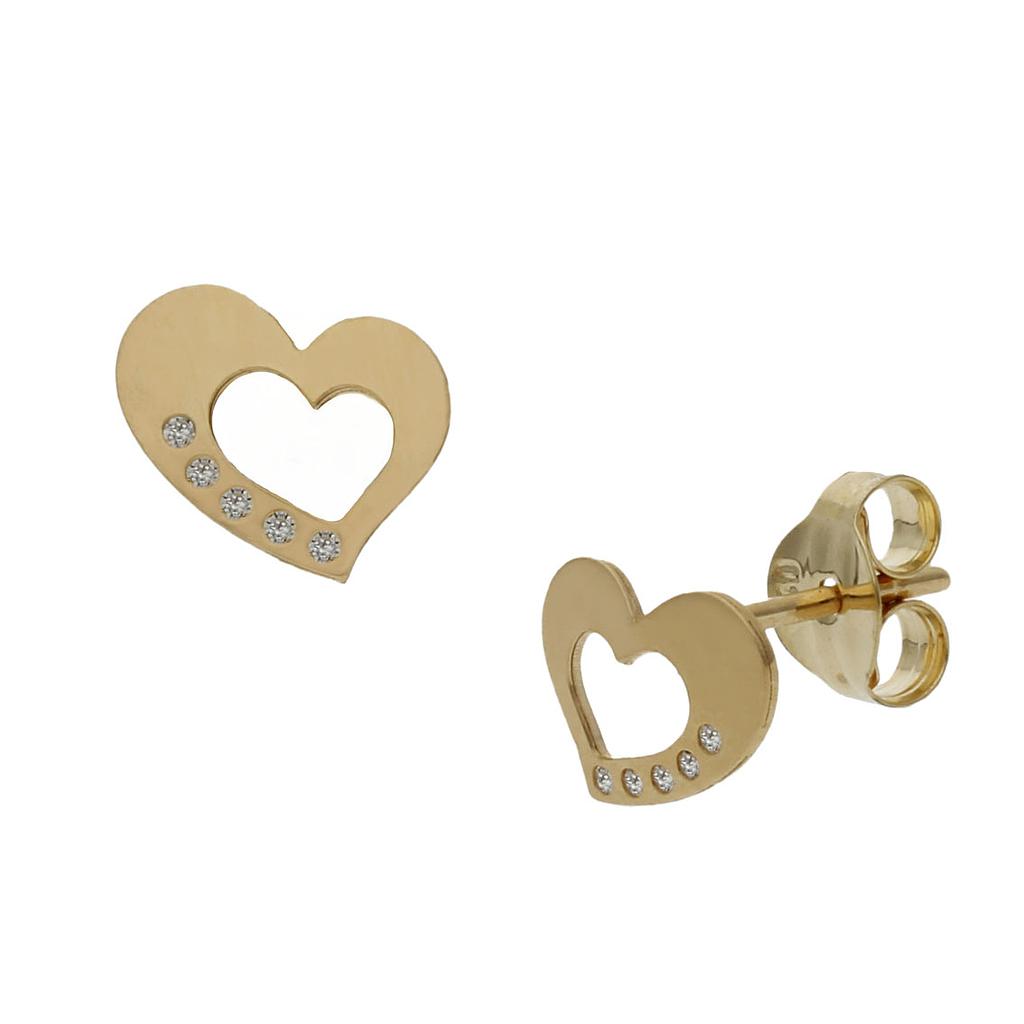 PENDIENTES ORO 18KL CORAZON CIRCONITAS - 7x6MM