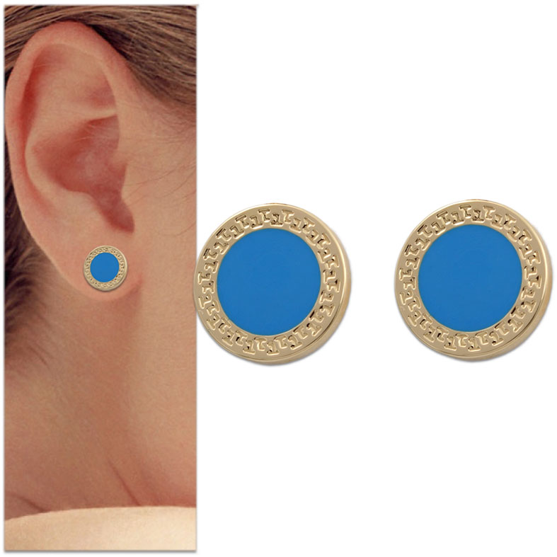 PENDIENTES ORO 18KL ESMALTE AZUL - 12MM