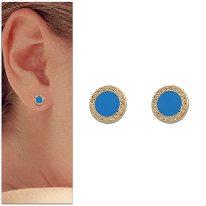 PENDIENTES ORO 18KL ESMALTE AZUL - 7,5MM