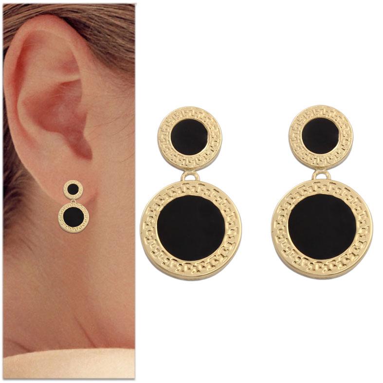 PENDIENTES ORO 18KL ESMALTE NEGRO - 12MM