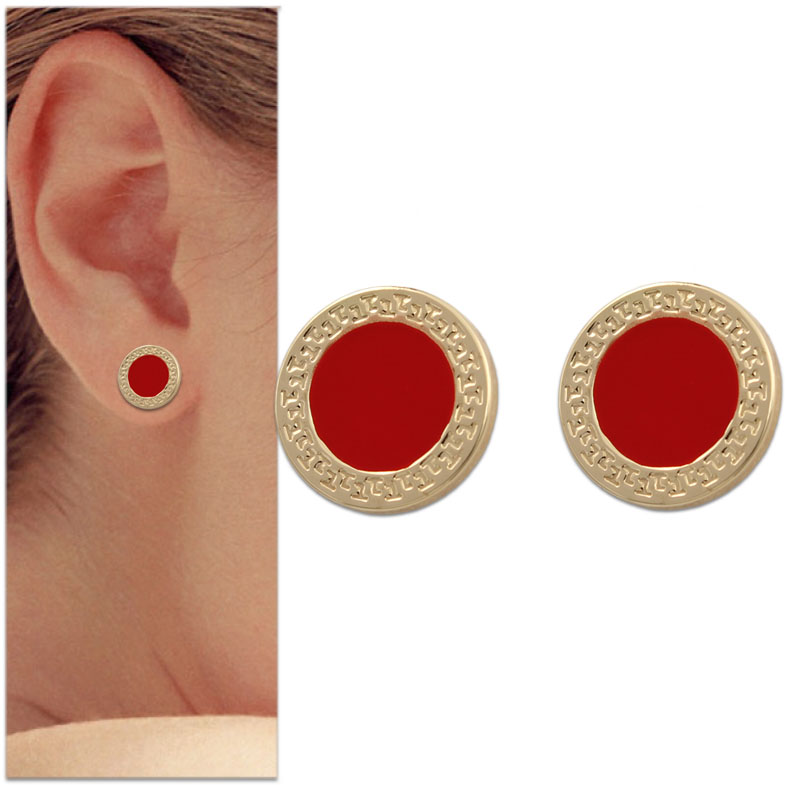 PENDIENTES ORO 18KL ESMALTE ROJO - 12MM