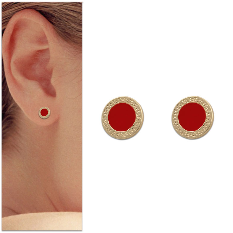 PENDIENTES ORO 18KL ESMALTE ROJO -7,5MM