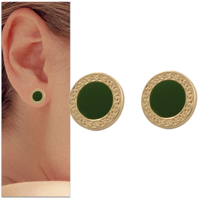 PENDIENTES ORO 18KL ESMALTE VERDE - 12MM