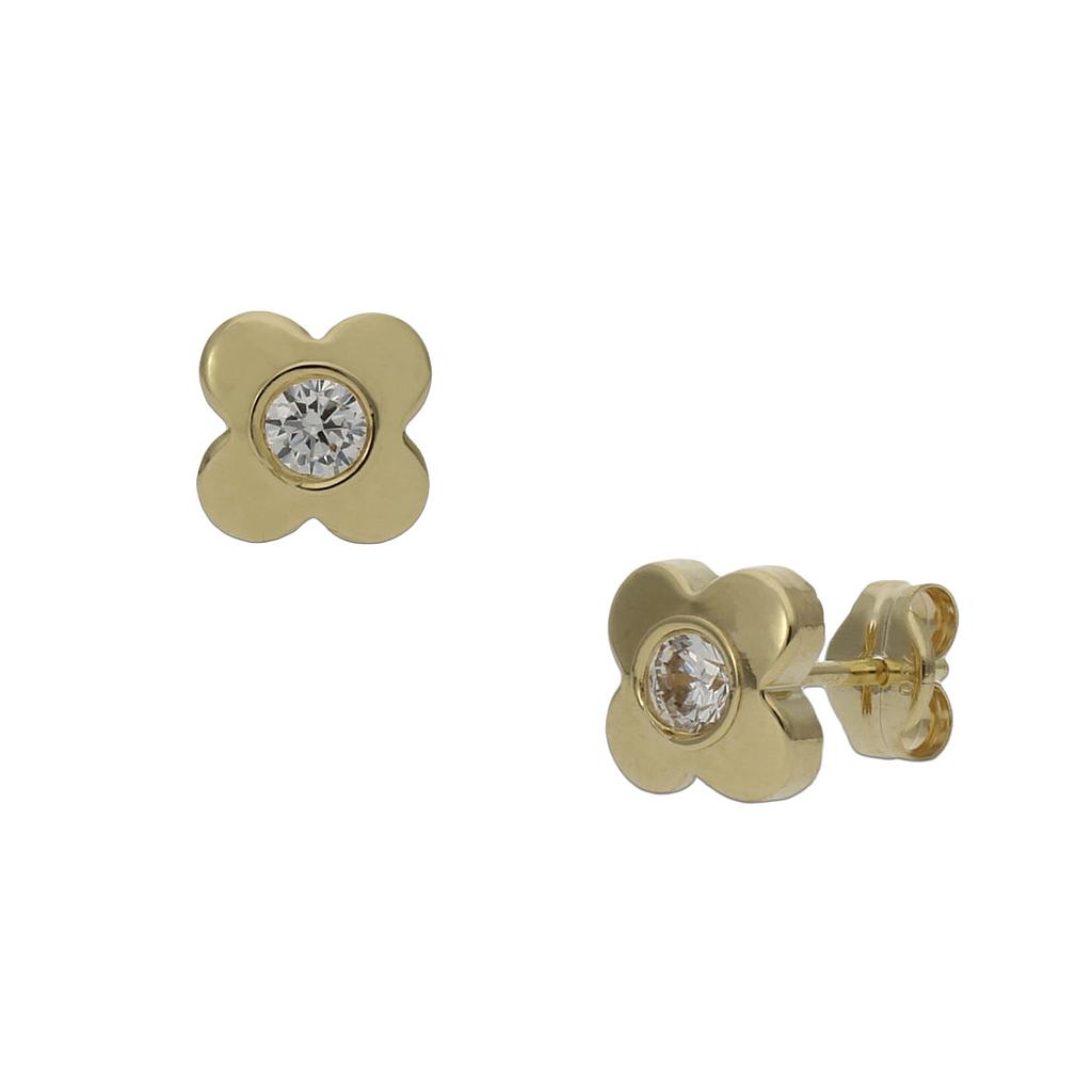 PENDIENTES ORO 18KL FLOR CIRCONITAS - 5.50MM