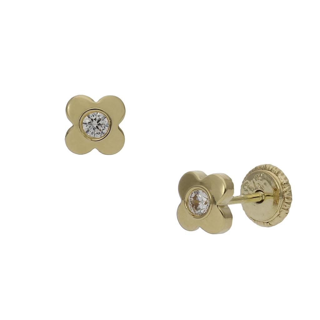 PENDIENTES ORO 18KL FLOR CIRCONITAS - 5MM