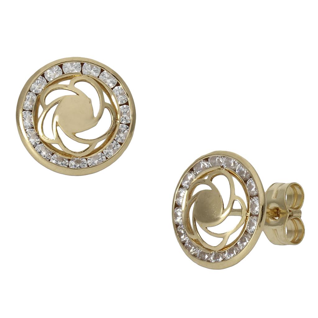 PENDIENTES ORO 18KL FLOR CIRCONITAS - 9.50MM