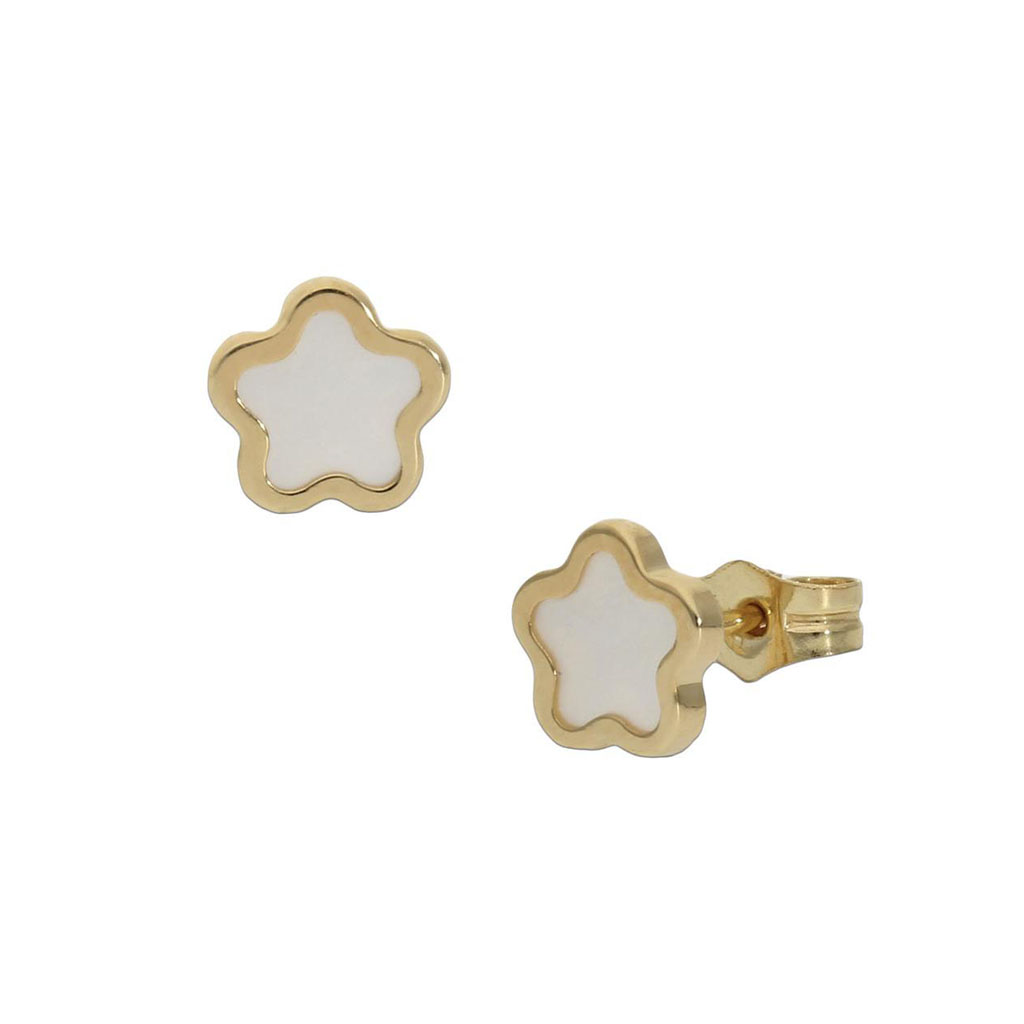 PENDIENTES ORO 18KL FLOR NACAR - 4.50MM