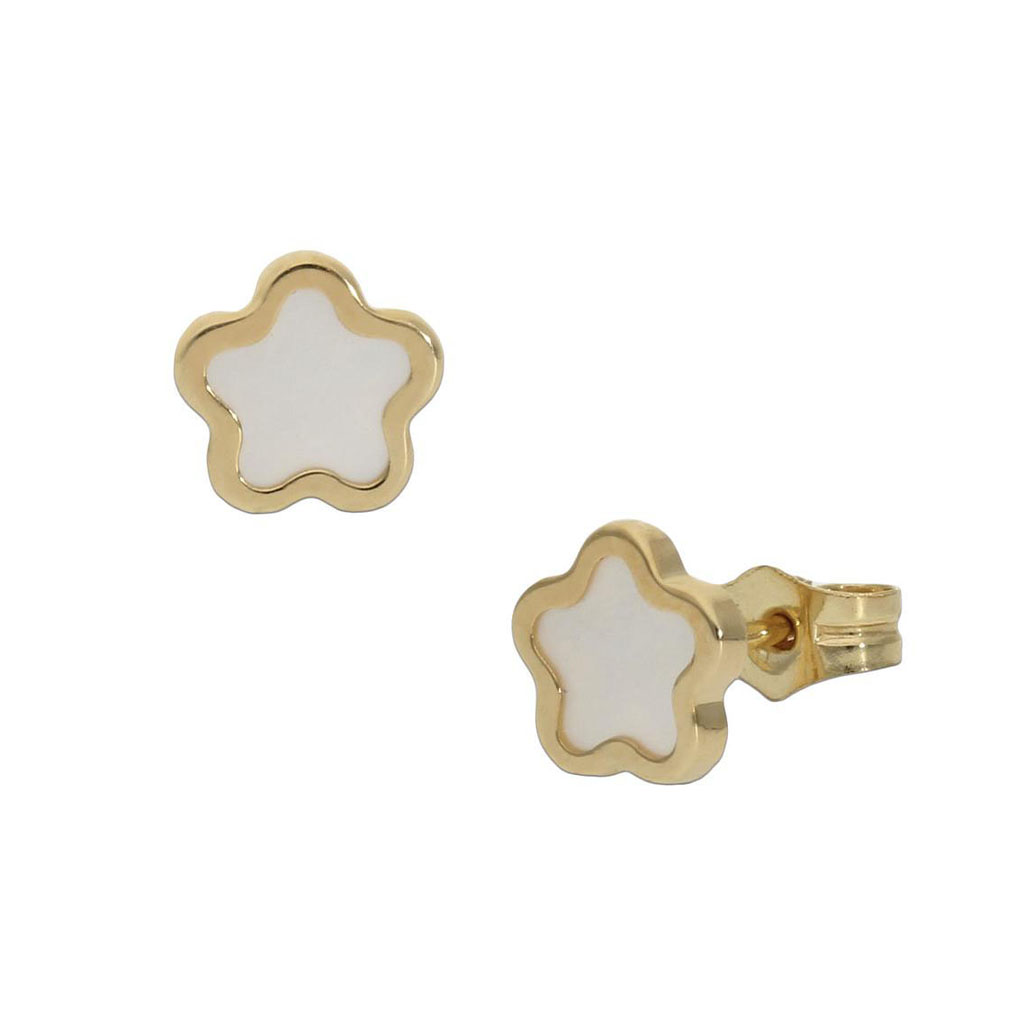 PENDIENTES ORO 18KL FLOR NACAR - 5.50MM