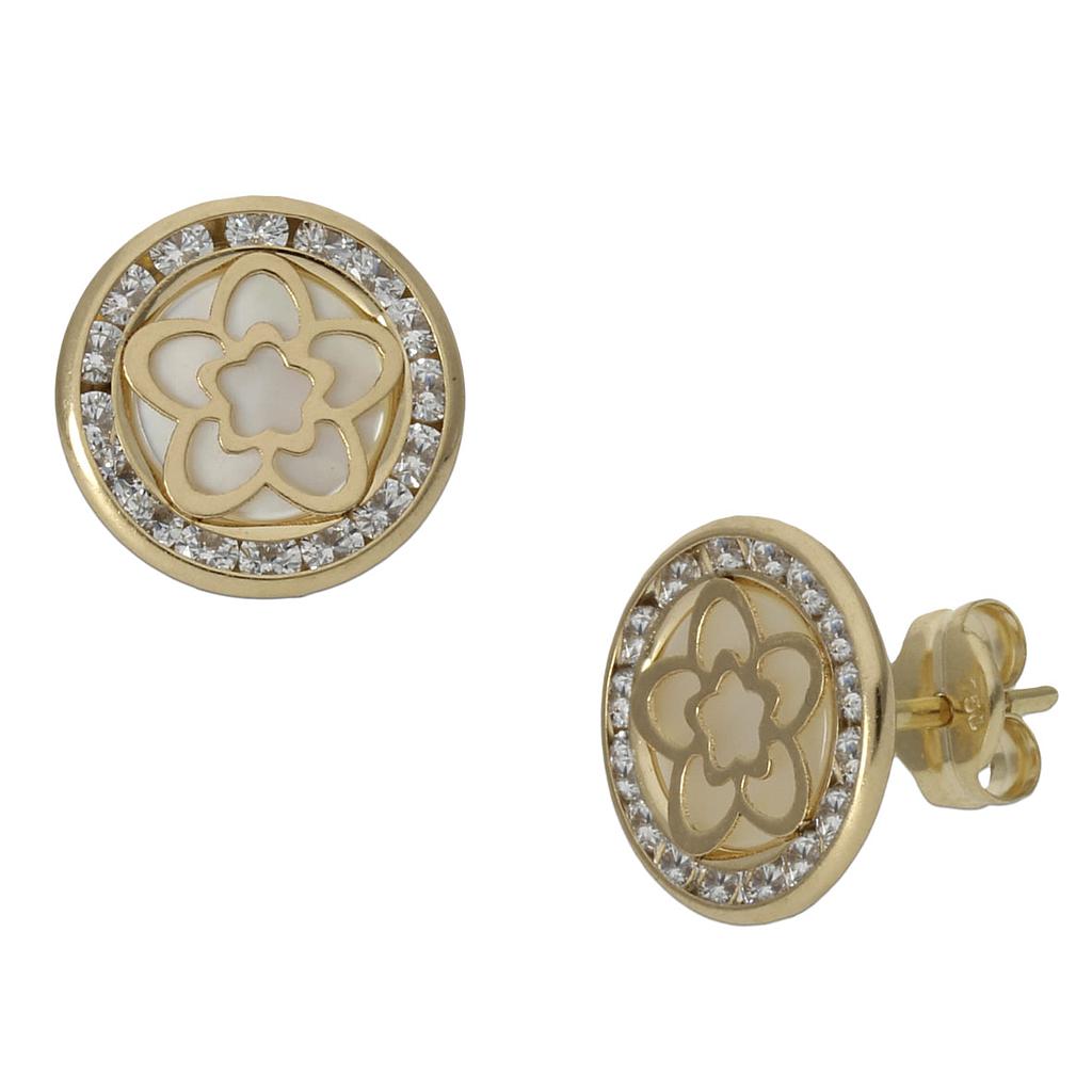 PENDIENTES ORO 18KL NACAR FLOR - 9.50MM