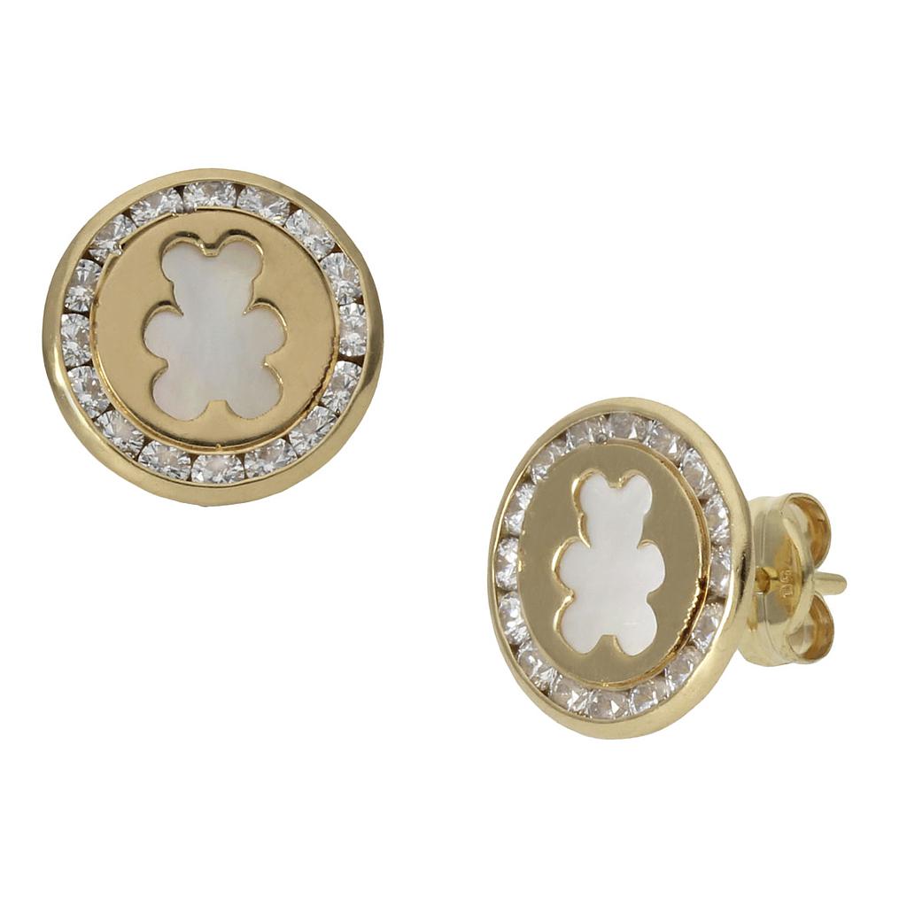 PENDIENTES ORO 18KL NACAR OSO - 9.50MM