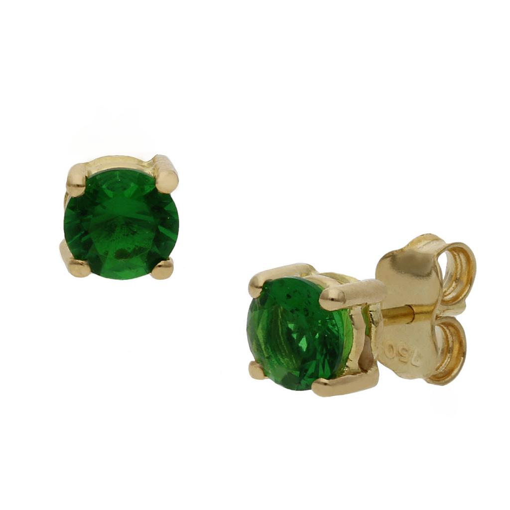 PENDIENTES ORO 18KL PIEDRA VERDE - 5MM