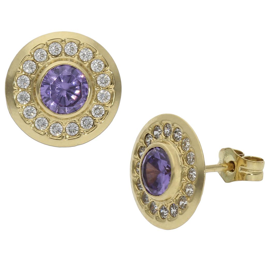 PENDIENTES ORO 18KL VIOLETA + CIRCONITAS - 11MM