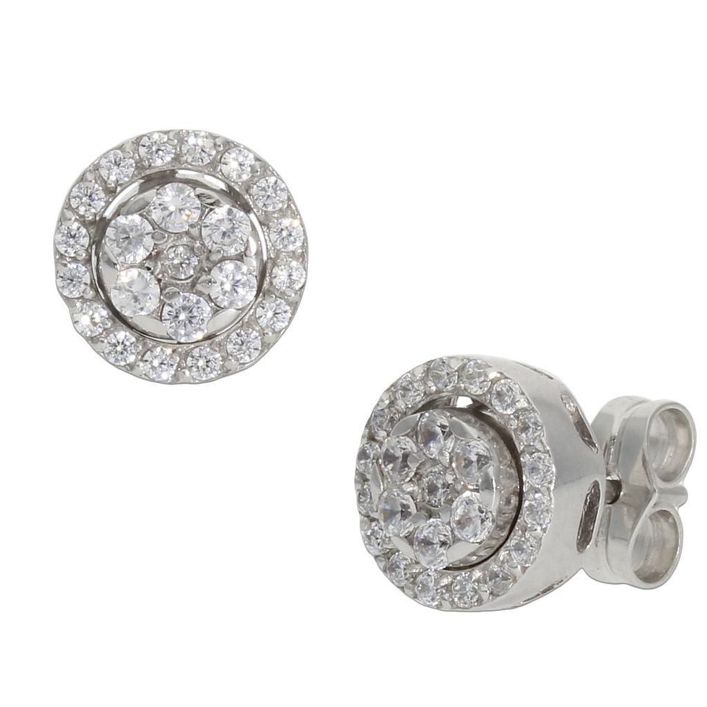 PENDIENTES ORO BLANCO 18KL - 2 EN 1 CIRCONITAS