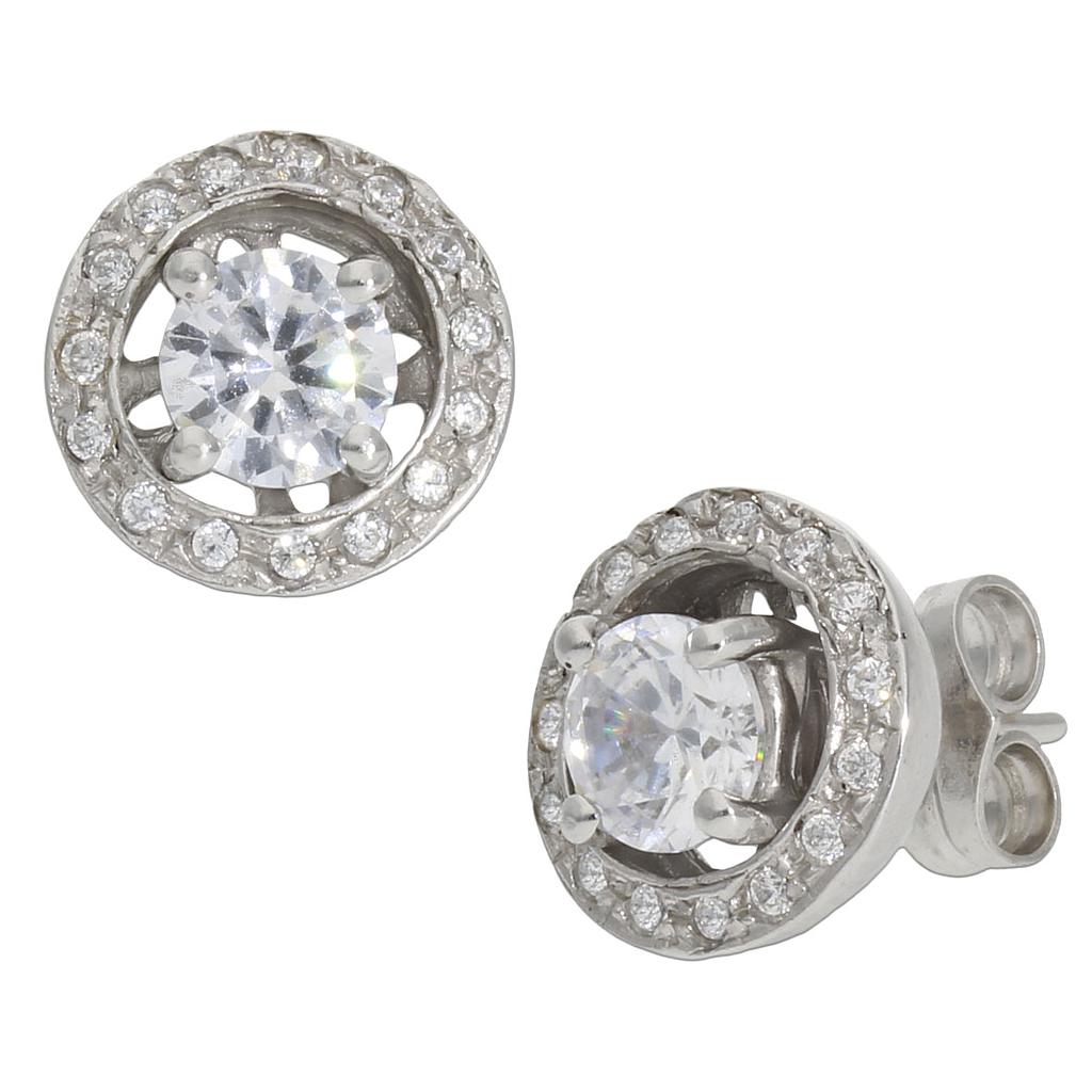 PENDIENTES ORO BLANCO 18KL - 2 EN 1CIRCONITAS