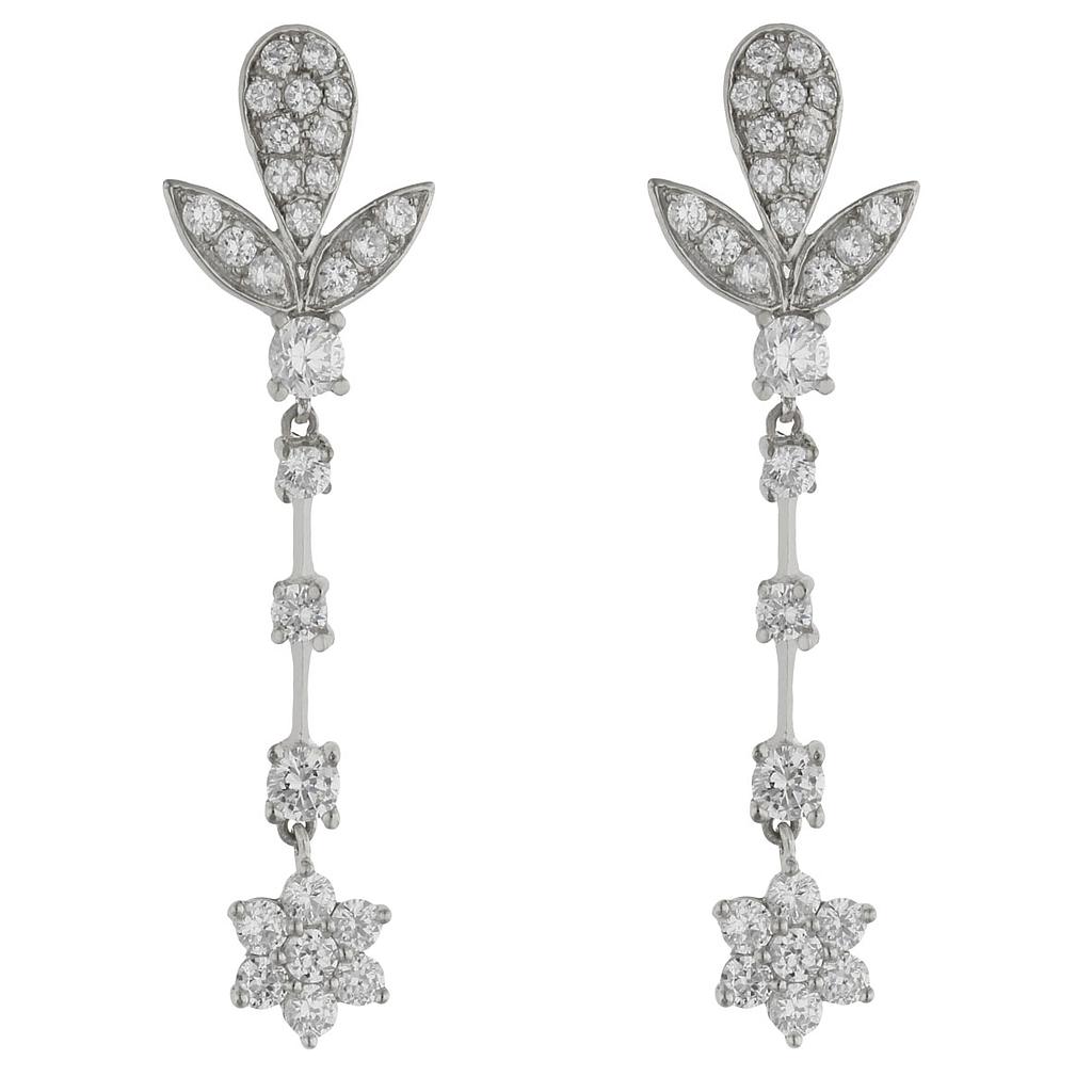 PENDIENTES ORO BLANCO 18KL CIRCONITAS - 13x48MM