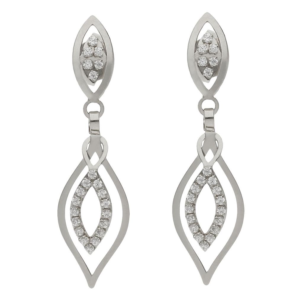 PENDIENTES ORO BLANCO 18KL CIRCONITAS - 8x30MM