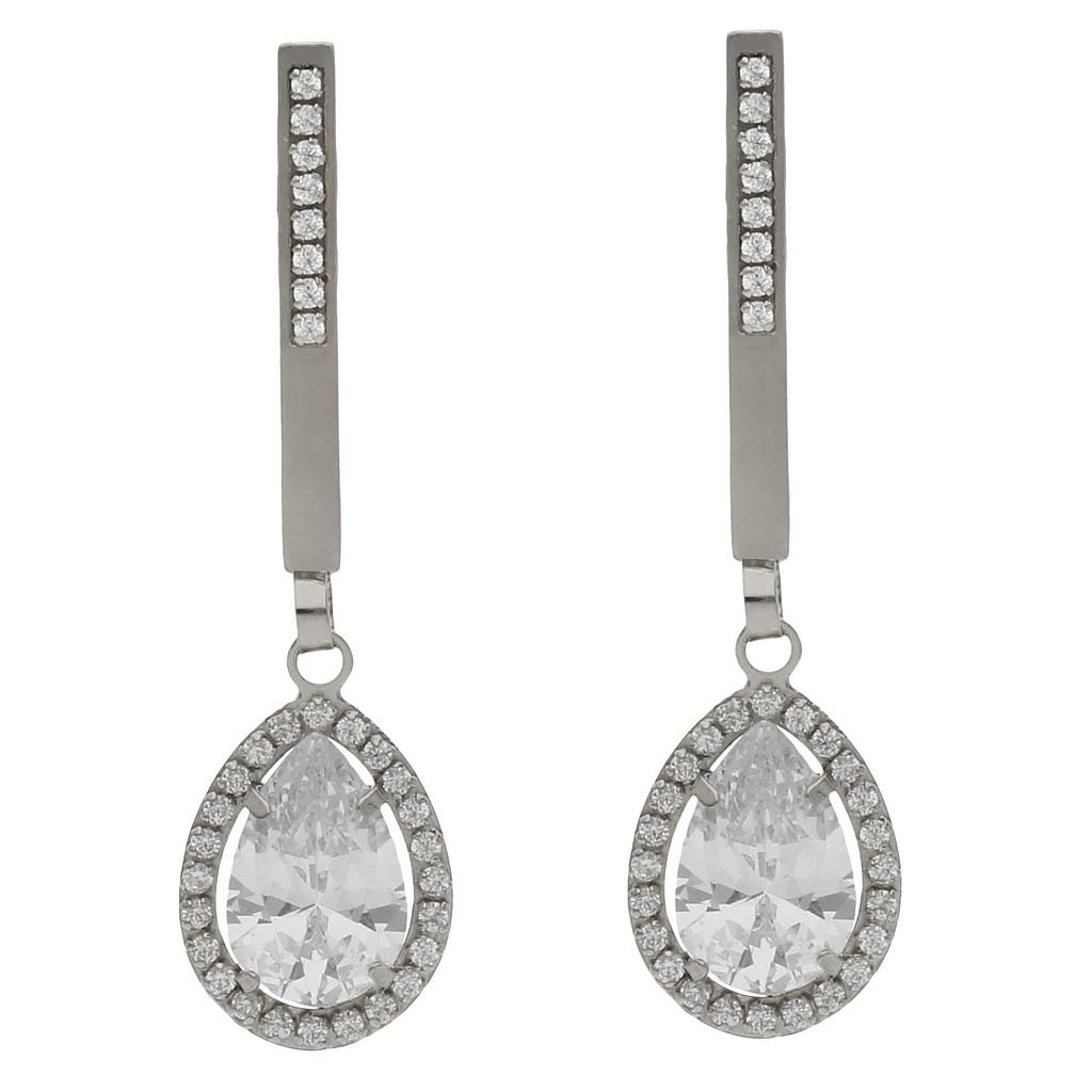 PENDIENTES ORO BLANCO 18KL CIRCONITAS - 9x35MM