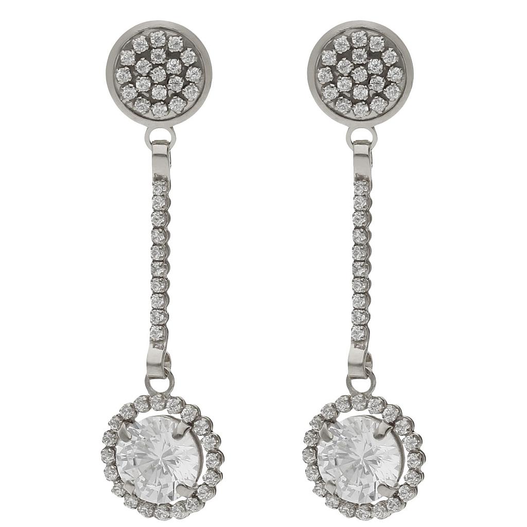 PENDIENTES ORO BLANCO 18KL CIRCONITAS - 9x35MM