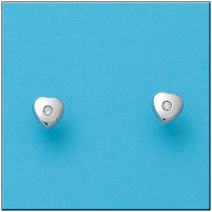 PENDIENTES ORO BLANCO 18KL CORAZON