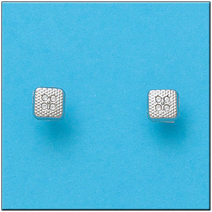 PENDIENTES ORO BLANCO 18KL CUADRADOS