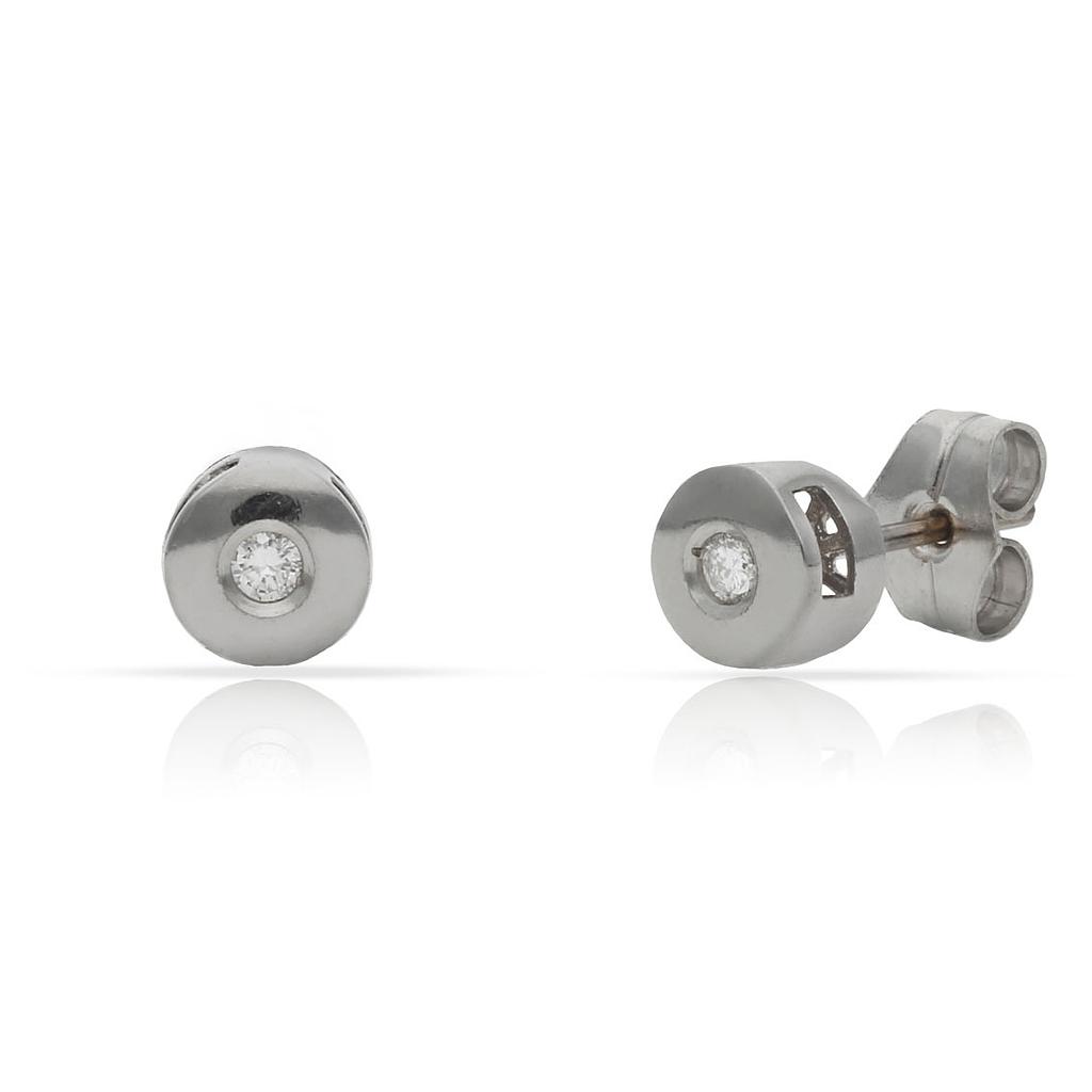 PENDIENTES ORO BLANCO 18KL DIAMANTES CHATON - 5.50MM (copia)