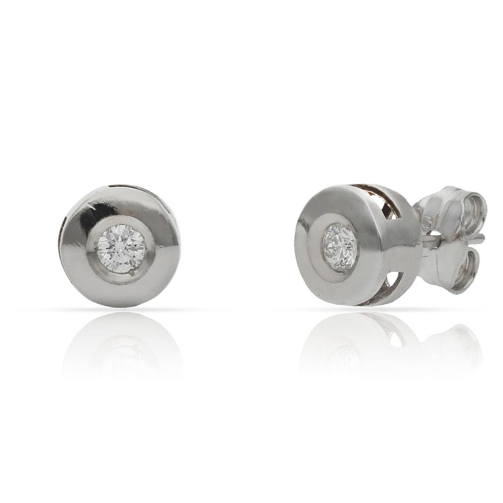 PENDIENTES ORO BLANCO 18KL DIAMANTES CHATON - 7MM (copia)