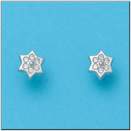 PENDIENTES ORO BLANCO 18KL ESTRELLAS