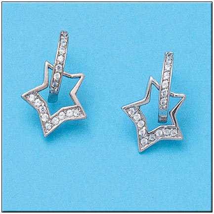 PENDIENTES ORO BLANCO 18KL ESTRELLAS